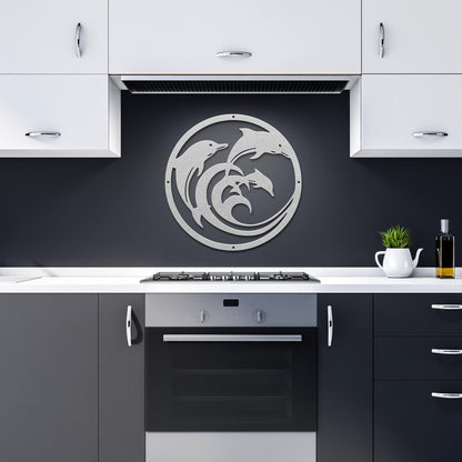 Dolphin_Circle_Metal_Wall_Art_Silver_Dark_Kitchen_Mockup
