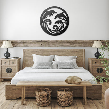 Dolphin_Trio_Round_Metal_Wall_Art_Black_Farmhouse_Bedroom_Mockup