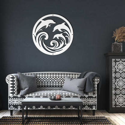 Dolphin_Trio_Round_Metal_Wall_Art_White_Dark_Living_Room_Mockup