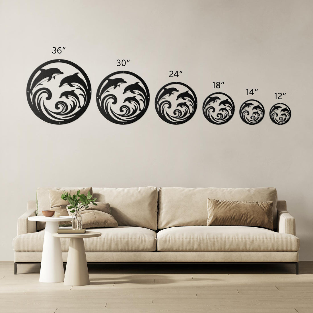 Dolphin_Trio_Round_Metal_Wall_Art_Size_Options_Mockup