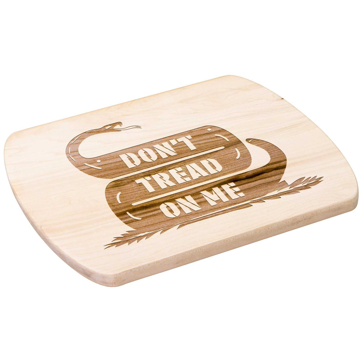 Don't Tread On Me Snake Hardwood Oval Cutting Board