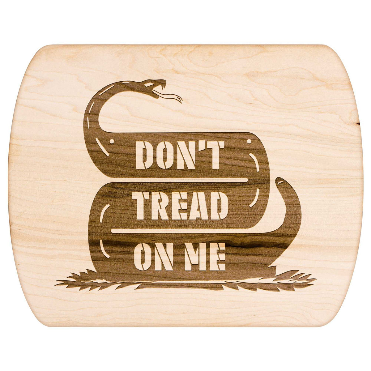 Don't Tread On Me Snake Hardwood Oval Cutting Boar