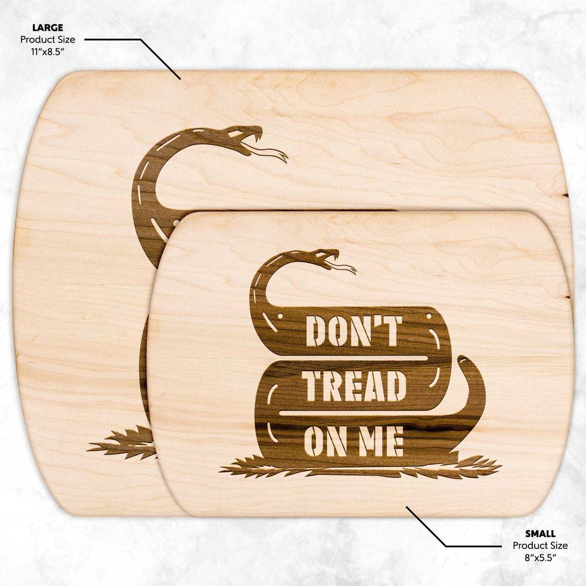 Don't Tread On Me Snake Hardwood Oval Cutting Board