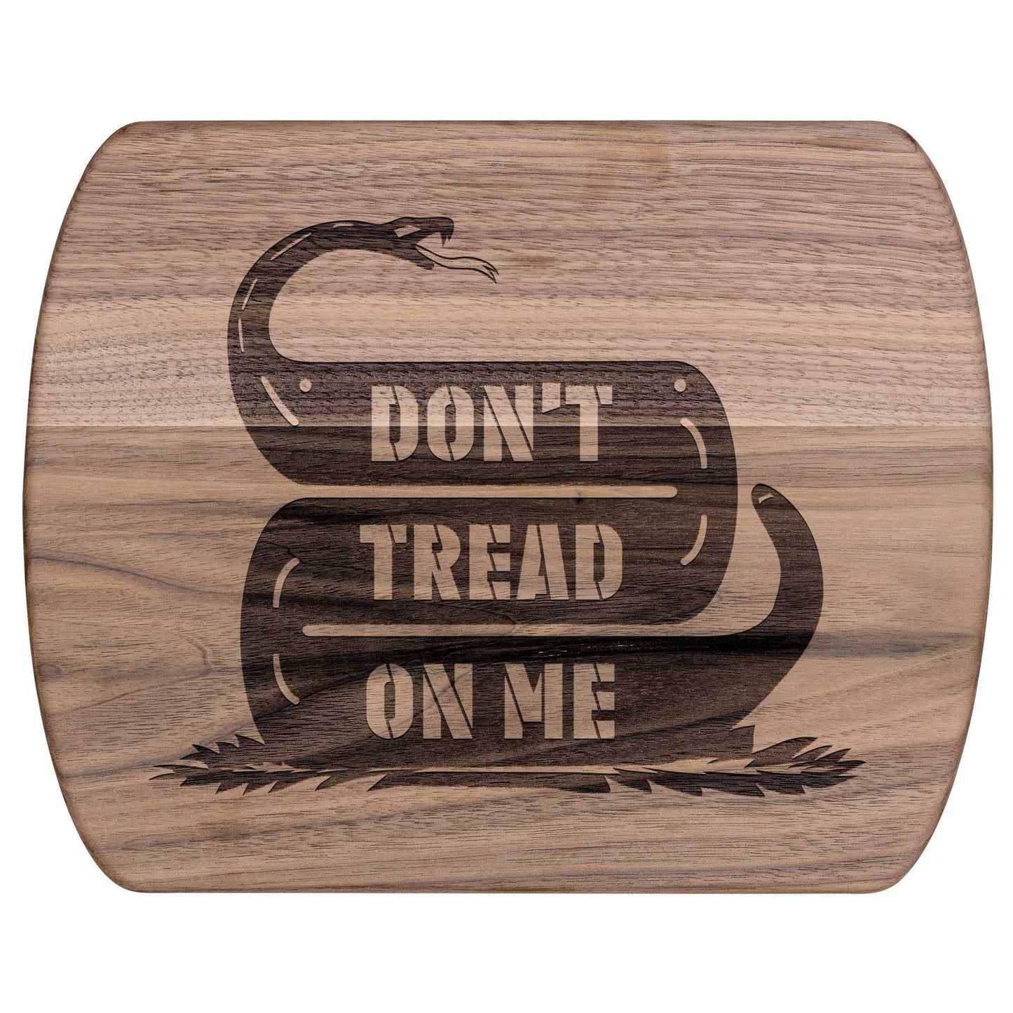 Don't Tread On Me Snake Hardwood Oval Cutting Board