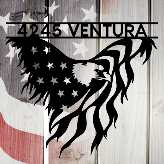 America Eagle & Flag Personalizable Metal Art