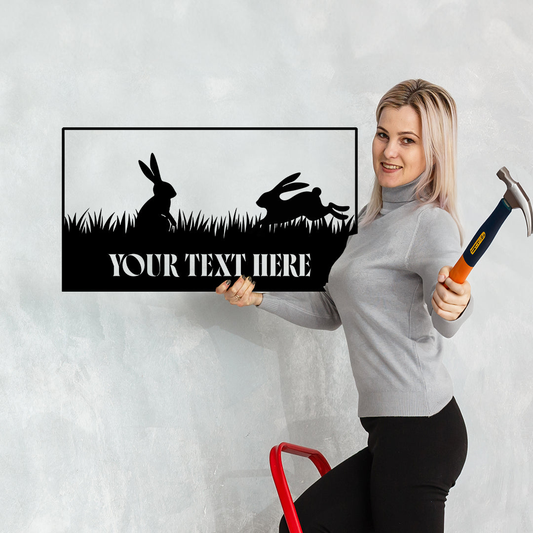 Easter Bunny Hoppin' Metal Wall Art Custom Home Decor