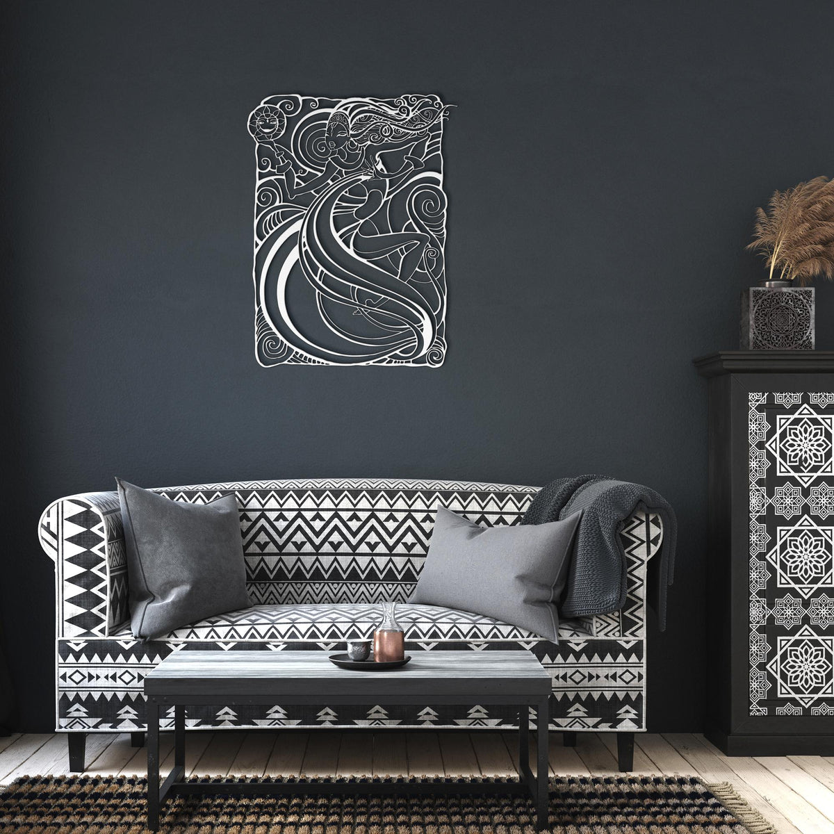 Personalized_Elegant_Mermaid_Metal_Wall__White_Dark_Living_Room_Mockup