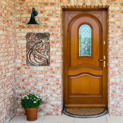 Personalized_Elegant_Mermaid_Metal_Wall__Black_Brick_Entrance_Mockup