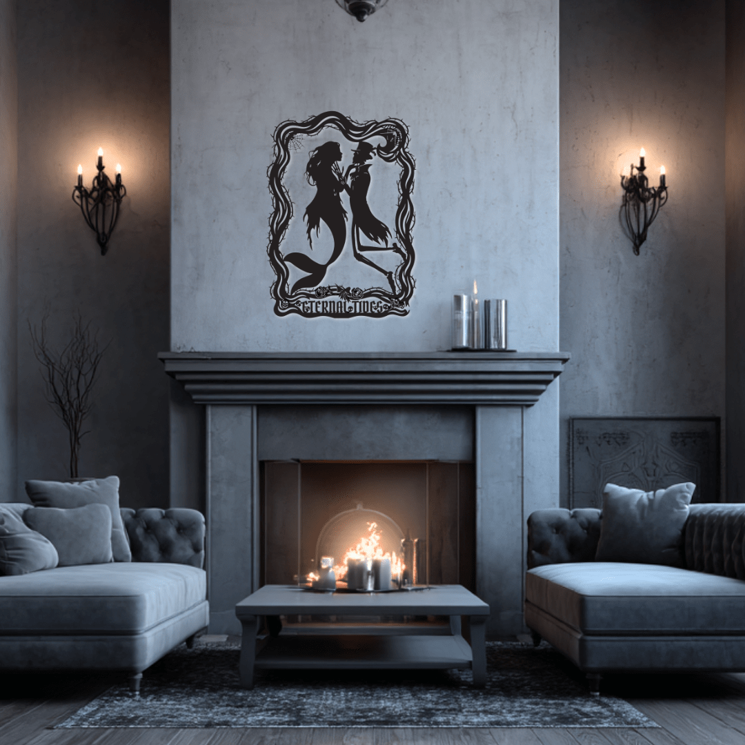 Mermaid & Skeleton Gothic Ocean Silhouette