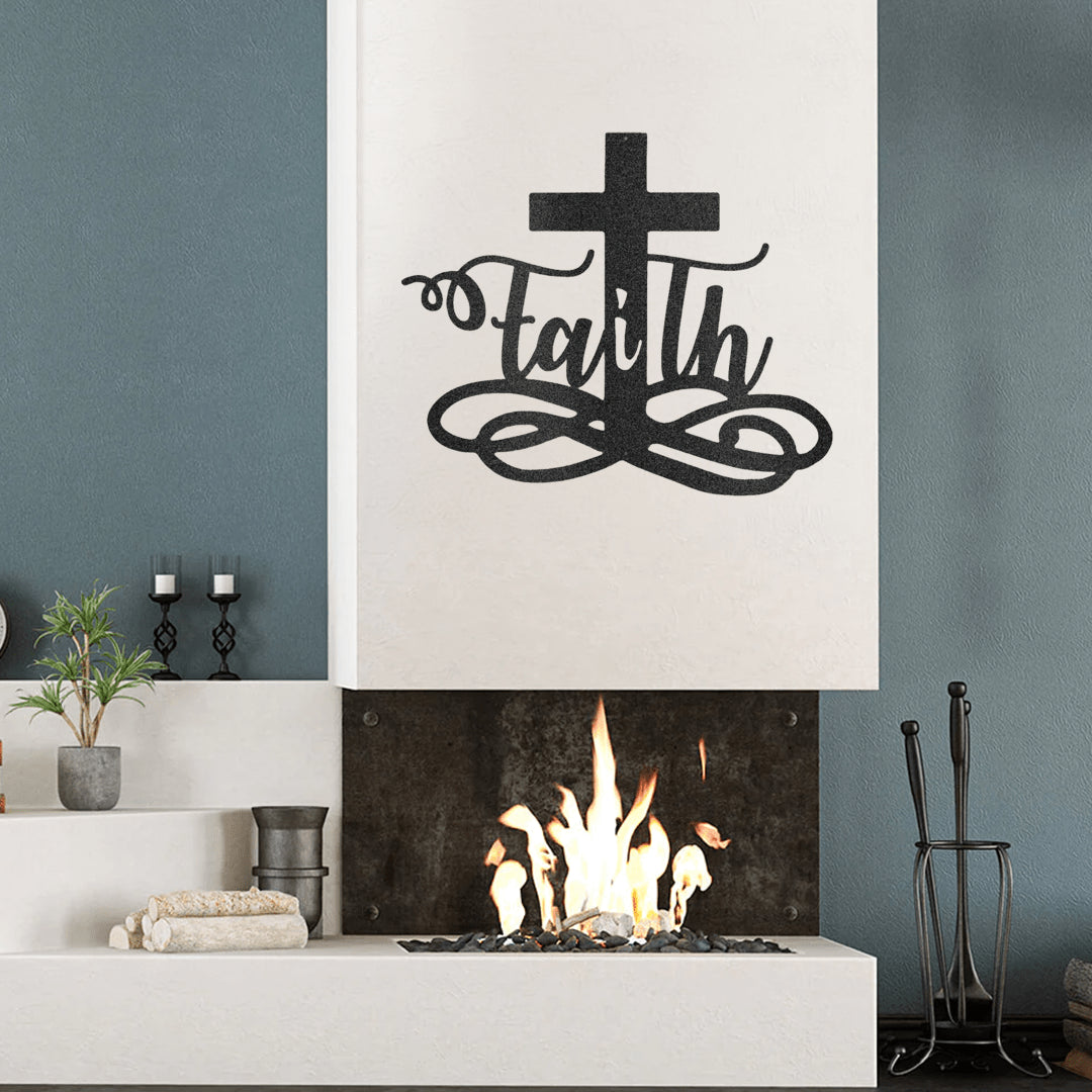 Faith and Cross Intertwined Metal Wall Art