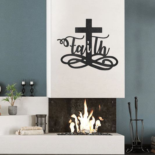 Faith and Cross Intertwined Metal Wall Art