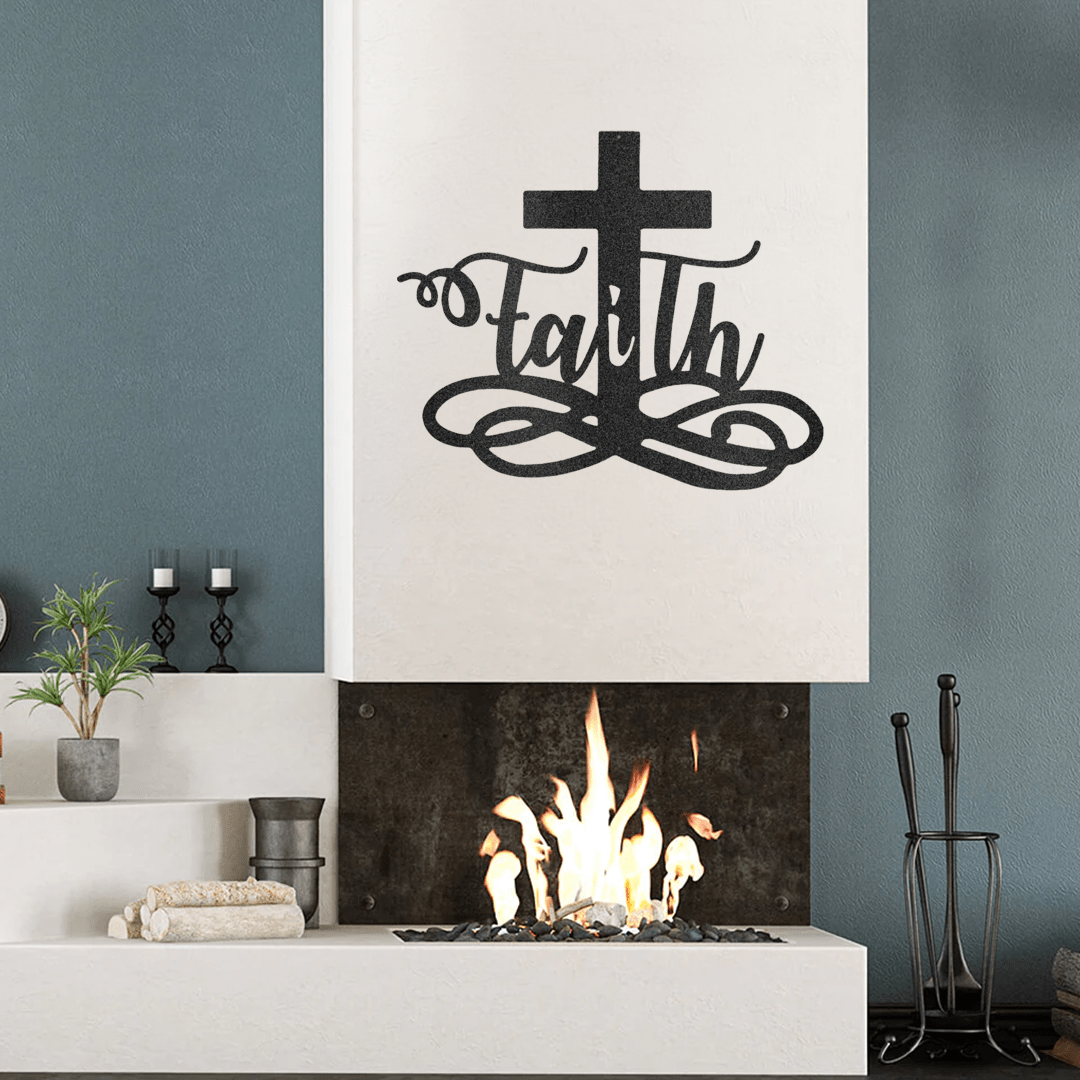 Faith and Cross Intertwined Metal Wall Art