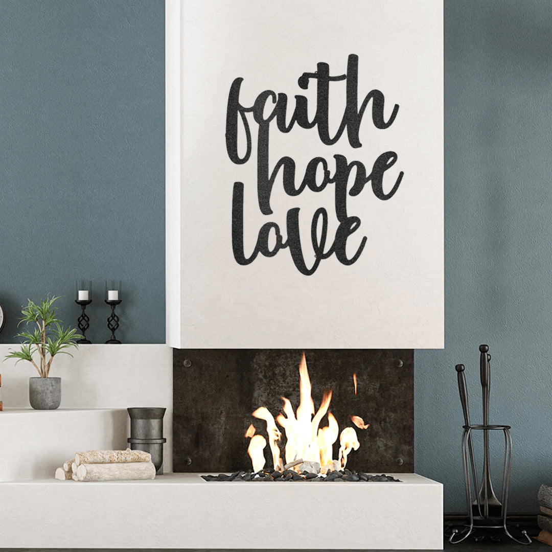 Faith Hope Love Metal Script Wall Art Decor