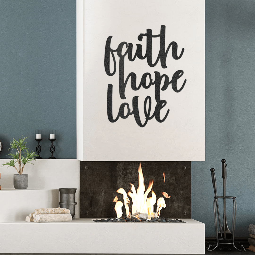 Faith Hope Love Metal Script Wall Art Decor