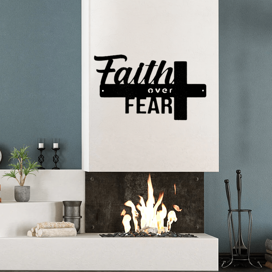 Faith Over Fear Metal Wall Art Decor