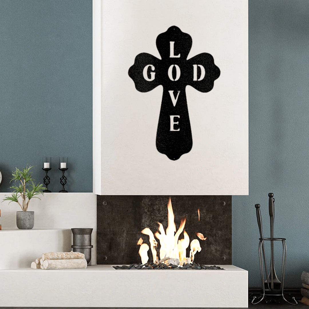 Faith-themed God Love Metal Wall Art Decor
