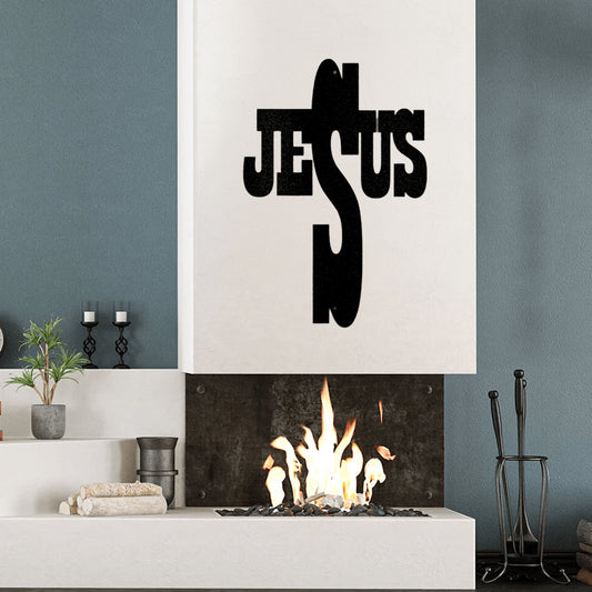 Faith-themed Jesus Cross Metal Wall Art Decor