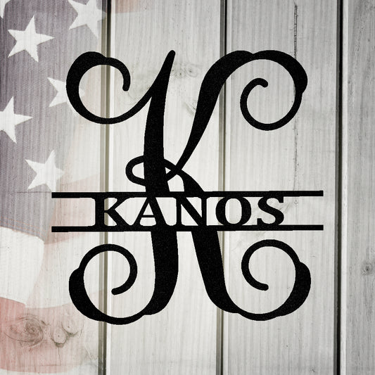 Family Name & Initial Monogram Metal Wall Art