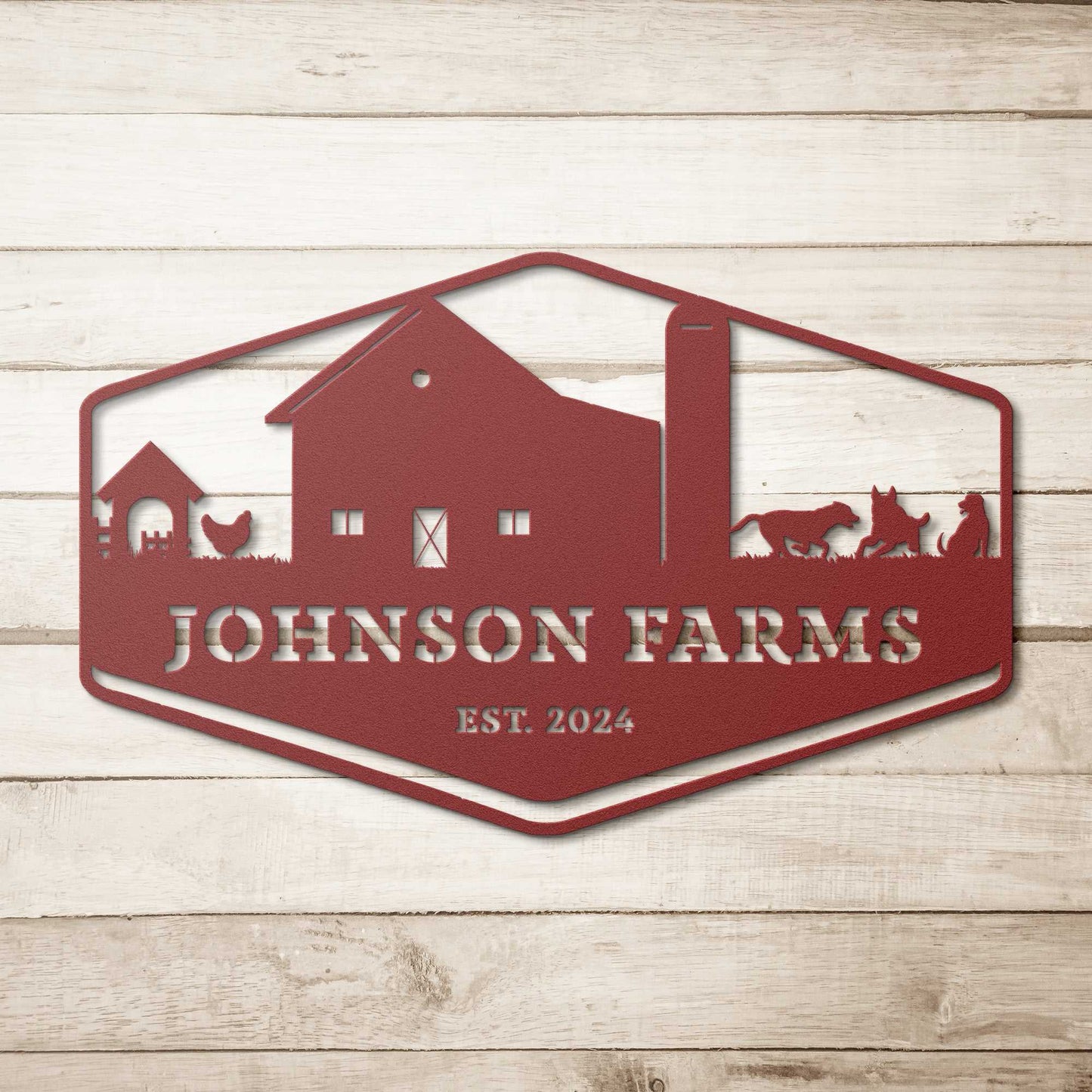 Farmhouse Scene with Animals Custom Metal Art