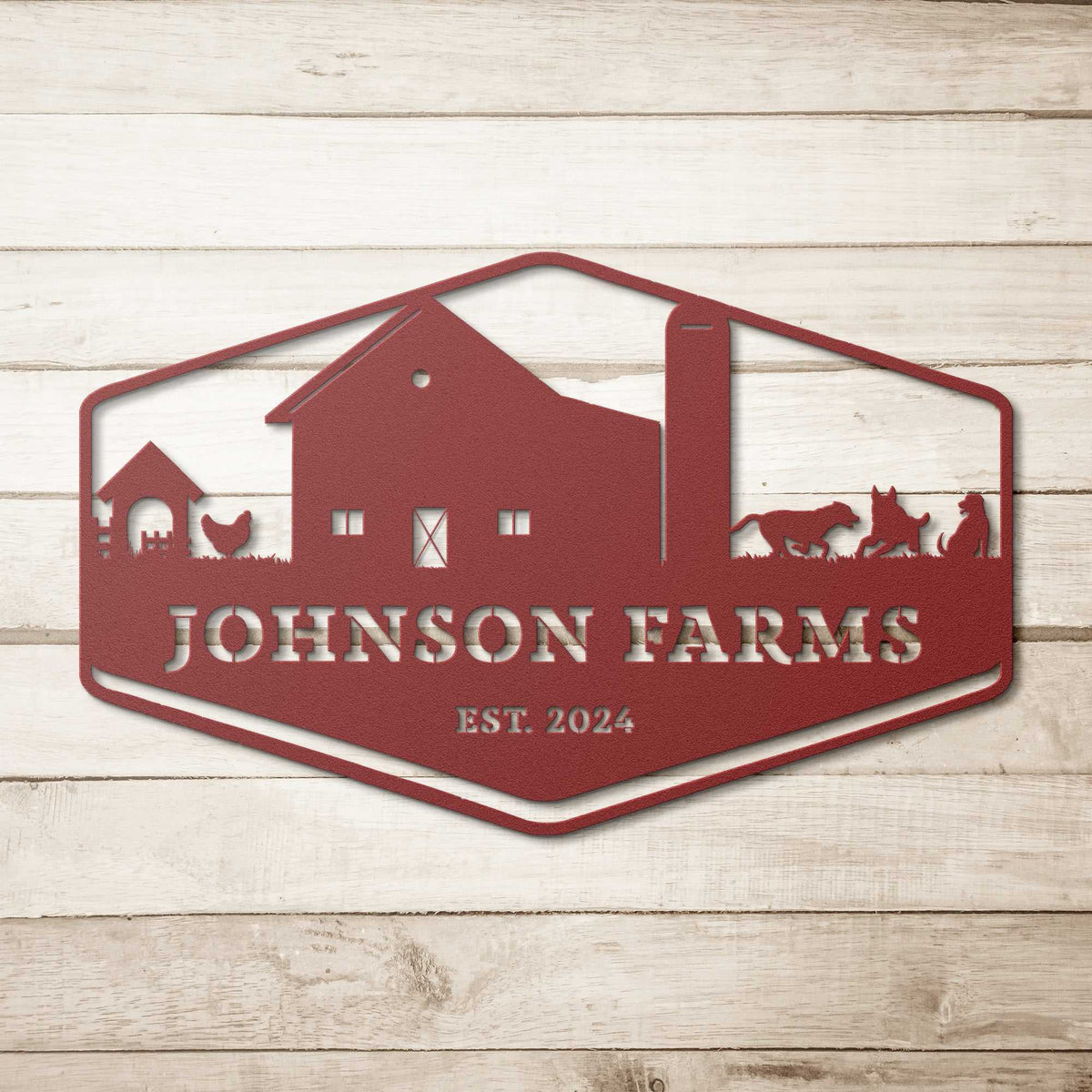 Farmhouse Scene with Animals Custom Metal Art