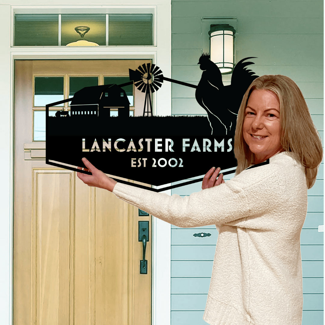 Farmland Name and Date Metal Address Sign