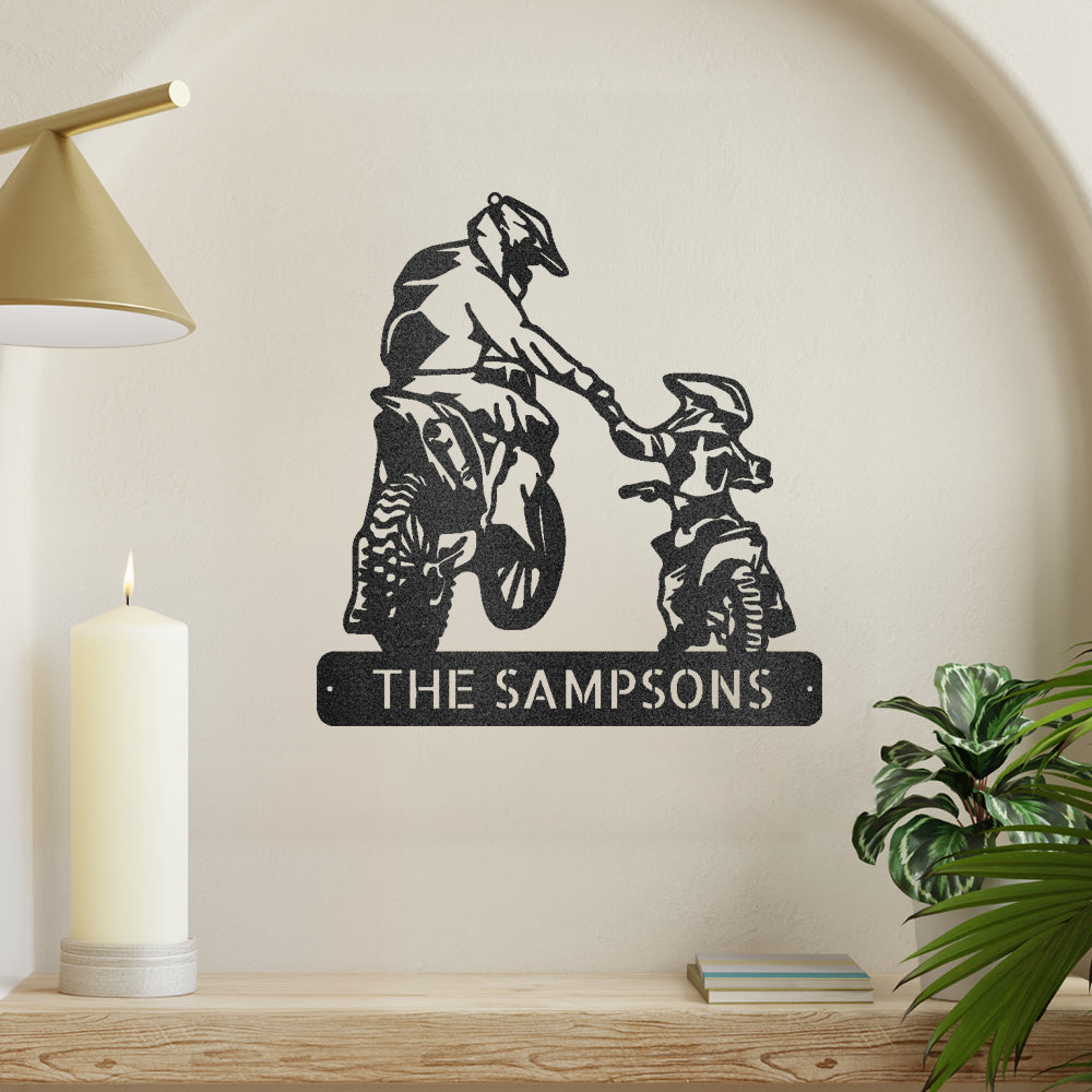 Father and Son Motorcross Metal Wall Art