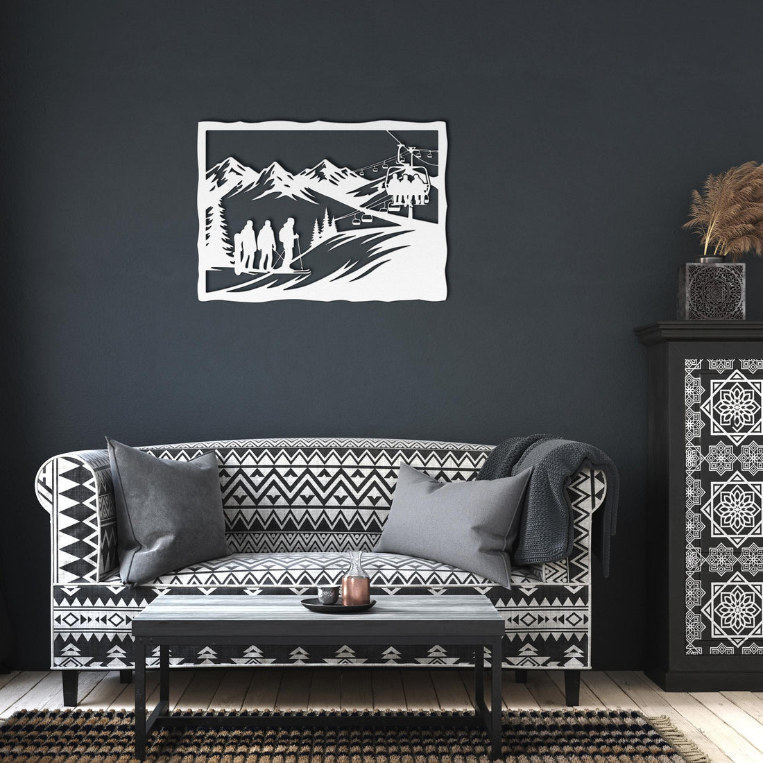 First_Run_of_the_Day_Metal_Wall_Art_White_Dark_Living_Room_Mockup.png