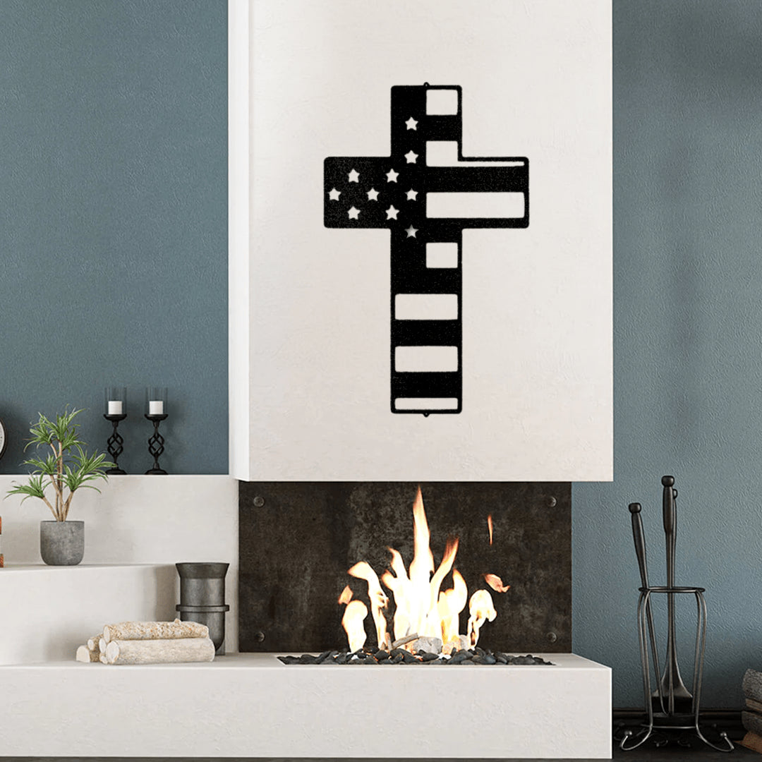 Flag Cross Metal Wall Art Custom Home Decor