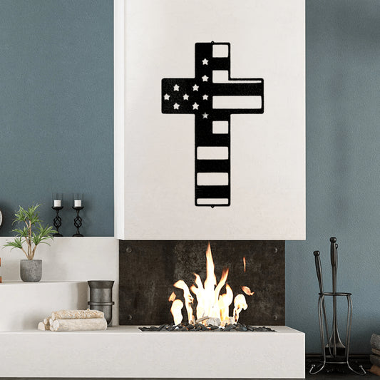 Flag Cross Metal Wall Art Custom Home Decor
