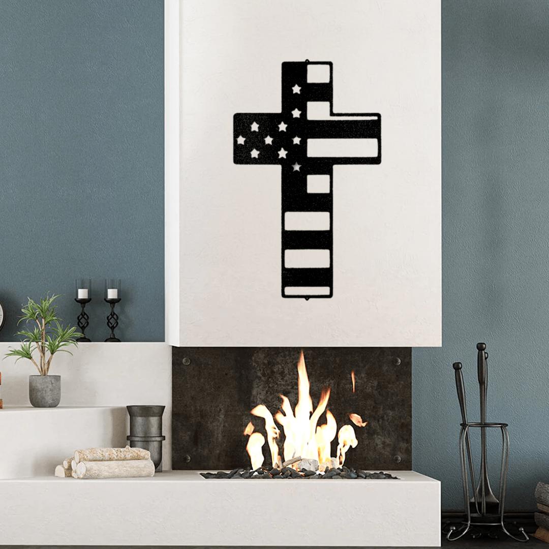 Flag Cross Metal Wall Art Custom Home Decor
