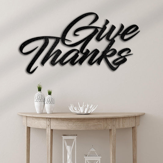 Give Thanks Quote Metal Wall Art Home Decor