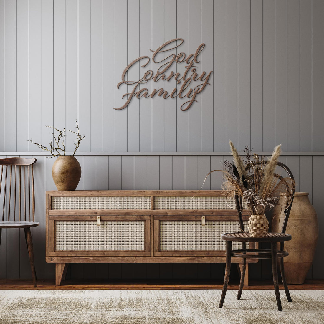 God_Country_Family_Metal_Script_Wall_A_Copper_Rustic_Hallway_Mockup