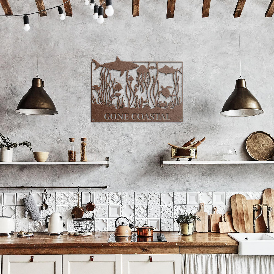 Gone_Coastal_Sealife_Metal_Wall_Art_Copper_Rustic_Kitchen_Mockup