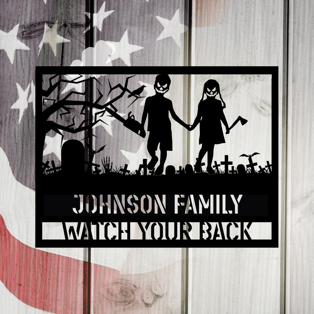 Halloween Zombies Family Name Metal Wall Art