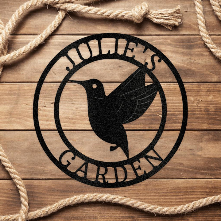 Humming Bird Monogram Circle Custom Metal Art