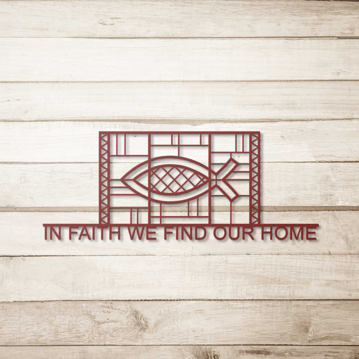 In Faith We Find Our Home Ichthus Metal Wall Art