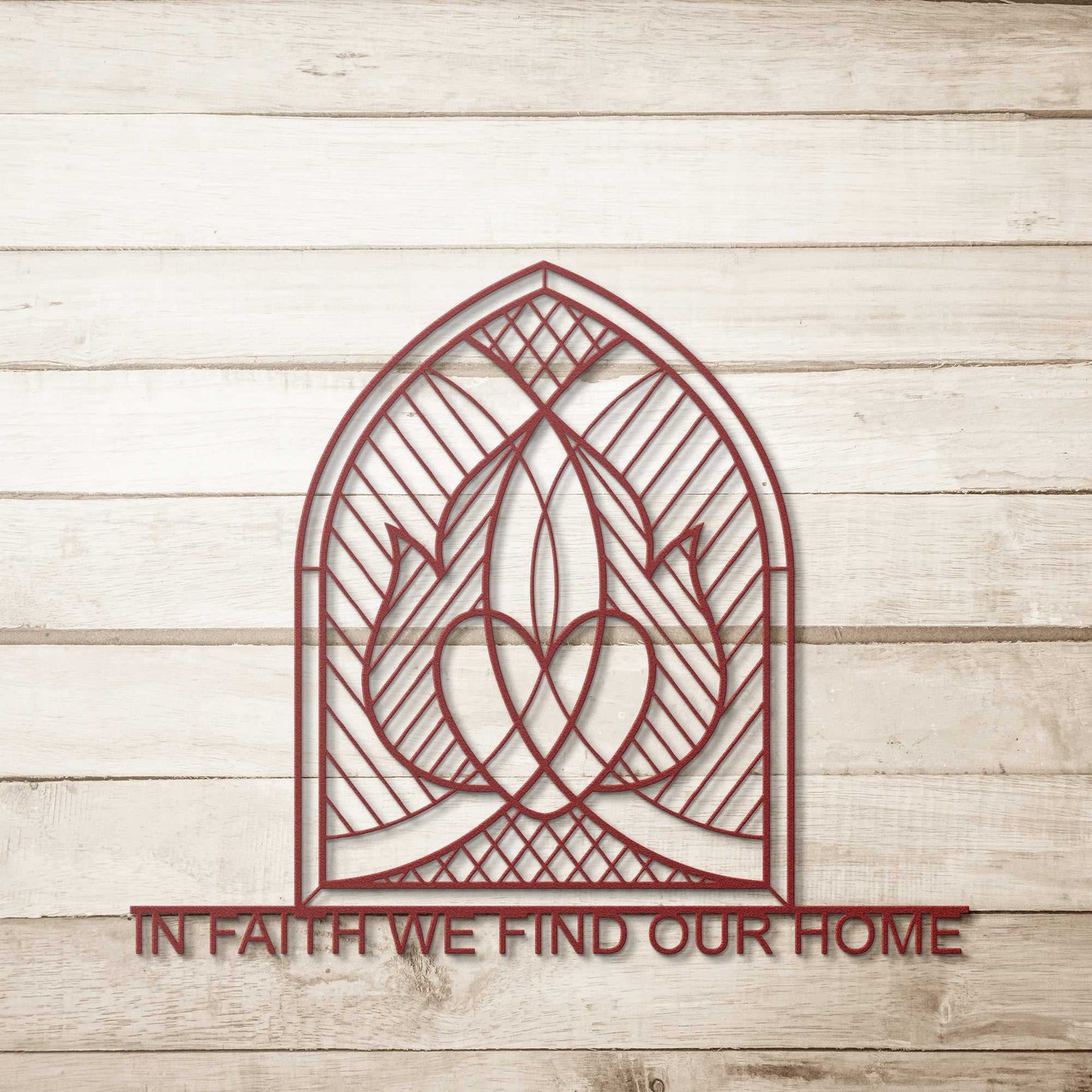 In Faith We Find Our Home Two Hearts Metal Wall Art