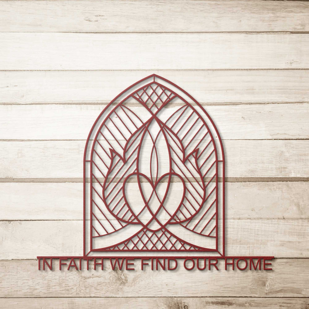 In Faith We Find Our Home Two Hearts Metal Wall Art