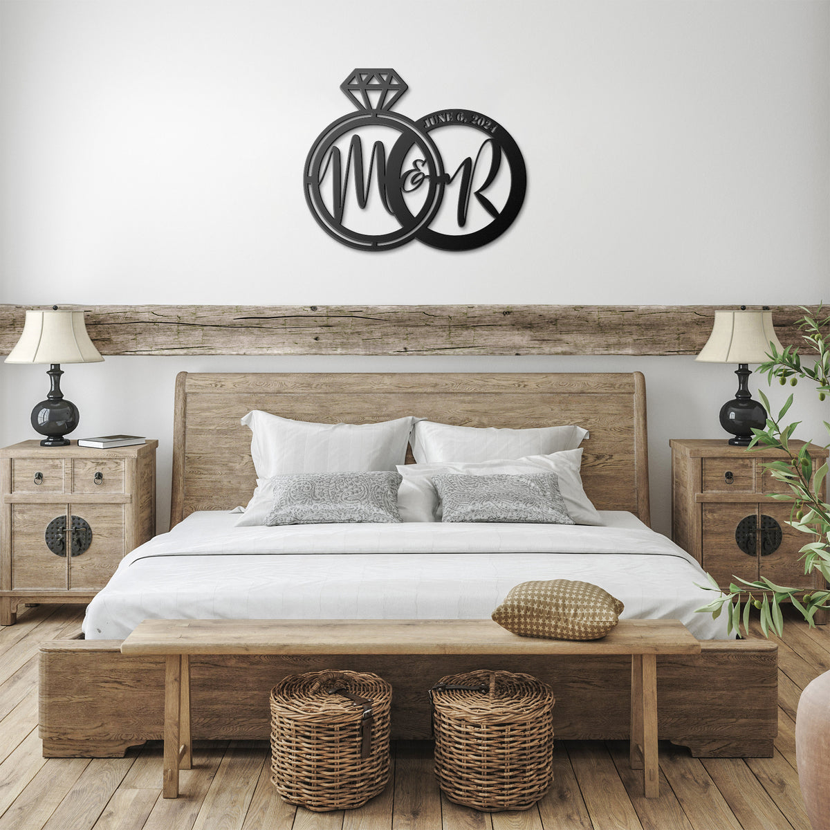 Joined Wedding Rings & Date - Country Proud USA