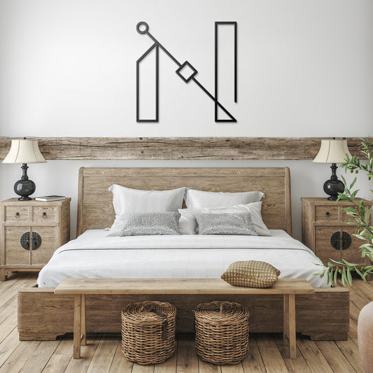 Letter N, Geometrical Letter Metal Wall Art