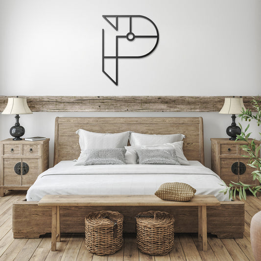Letter P, Geometrical Letter Metal Wall Art