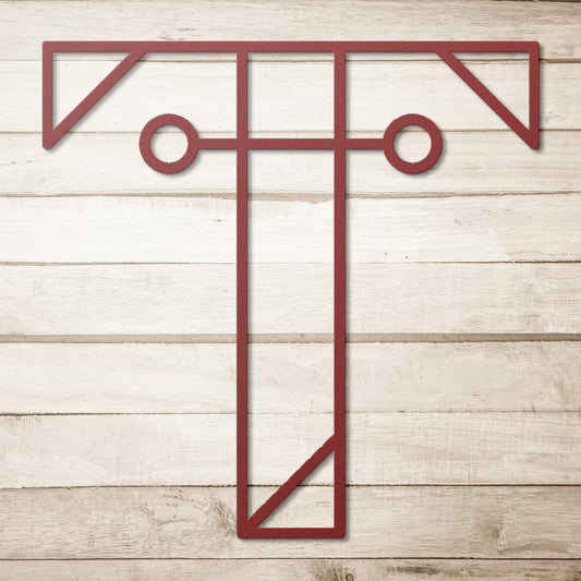 Letter T, Geometrical Initial Letter Metal Wall Art