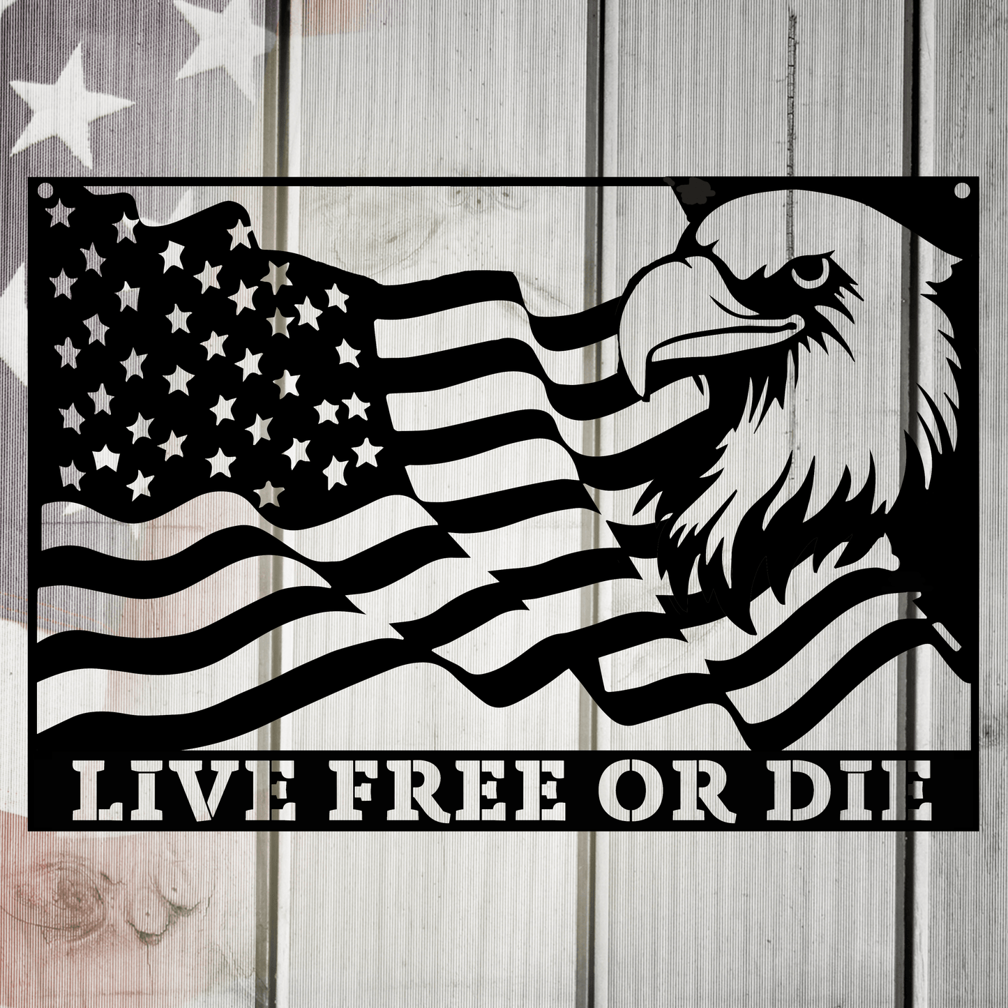 Live Free or Die Patriotic Personalized Metal Art