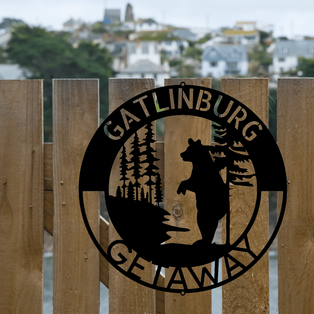 Lone Bear Monogram Metal Wall Art Custom Decor