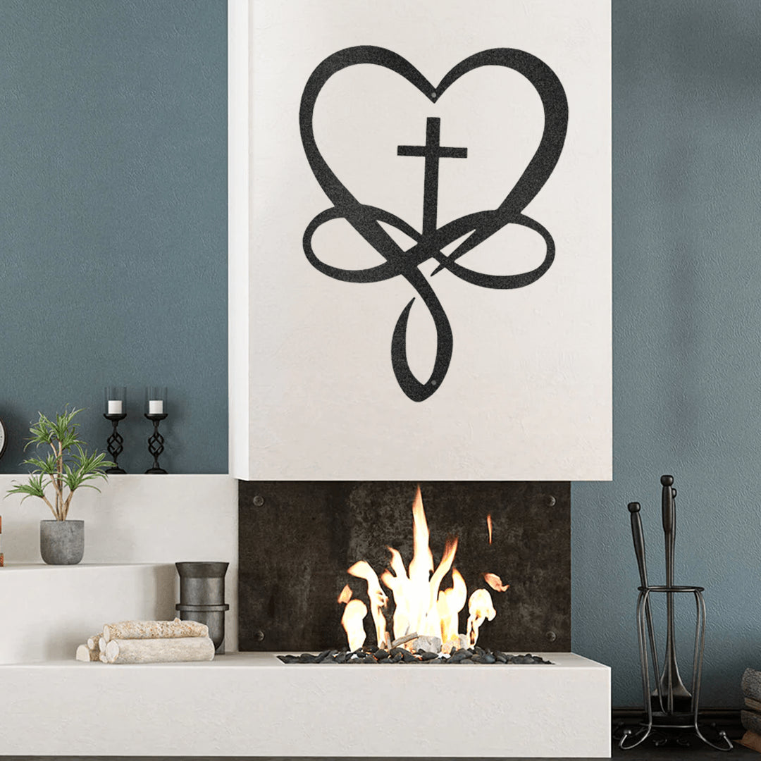 Love Infinity Cross Metal Wall Art Custom Home Decor