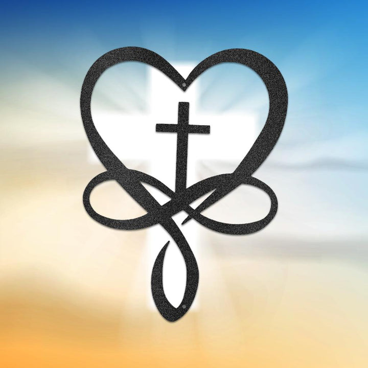 Love Infinity Cross Metal Wall Art Custom Home Decor