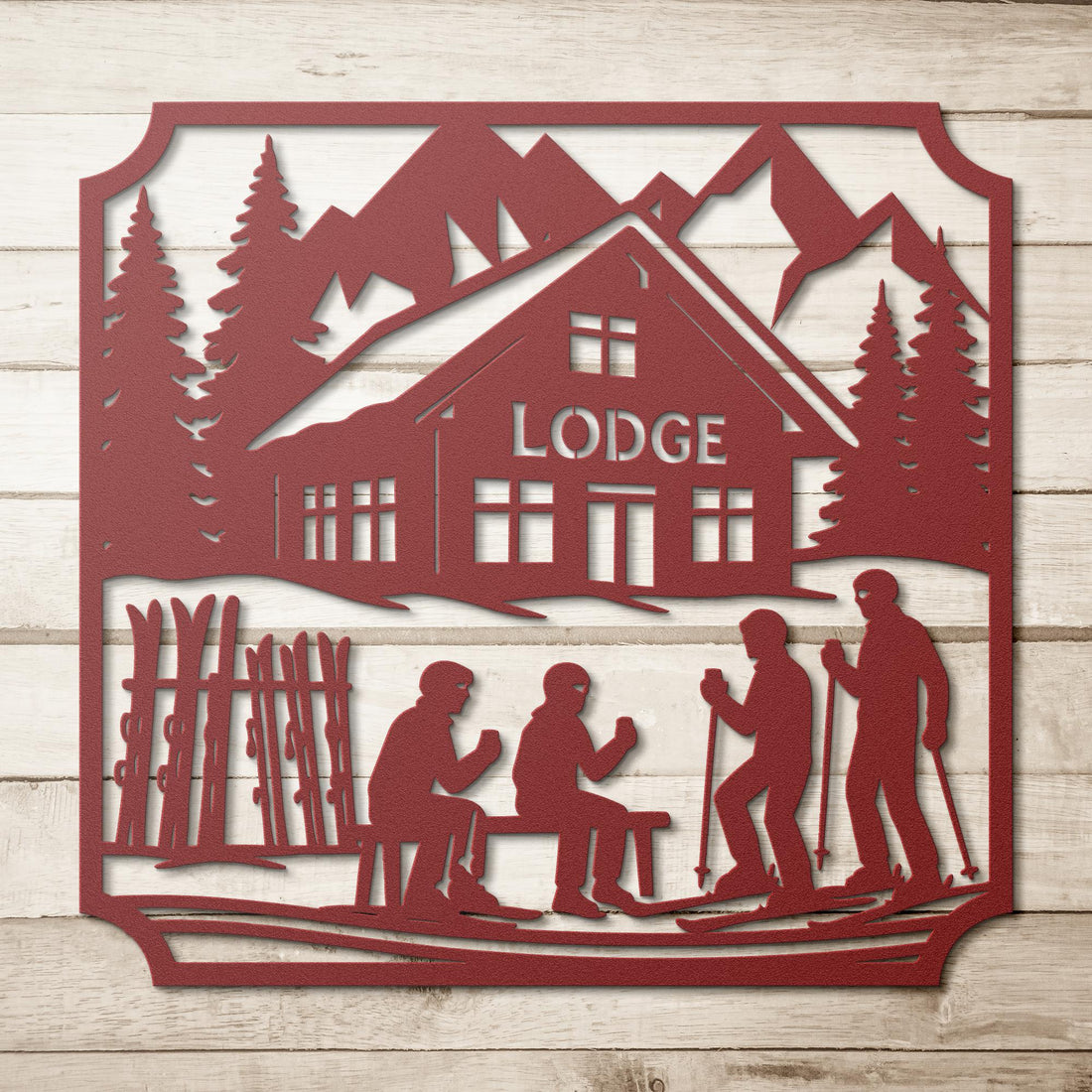 Lunch_at_the_Lodge_Metal_Wall_Art_Red_Simple_Wood_BKGD_Mockup.png
