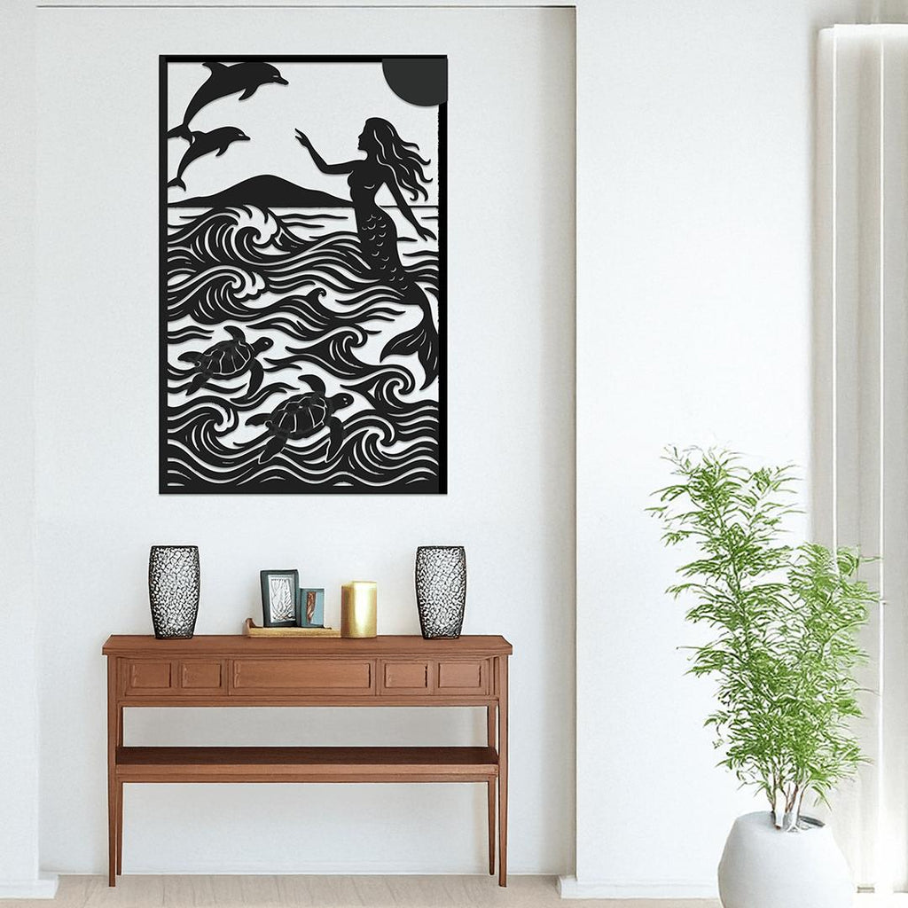 Mermaid & Dolphins with Sea Turtles Metal Art - Country Proud USA