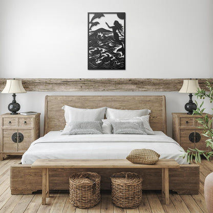 Mermaid__Dolphins_Metal_Wall_Art_with_S_Black_Farmhouse_Bedroom_Mockup
