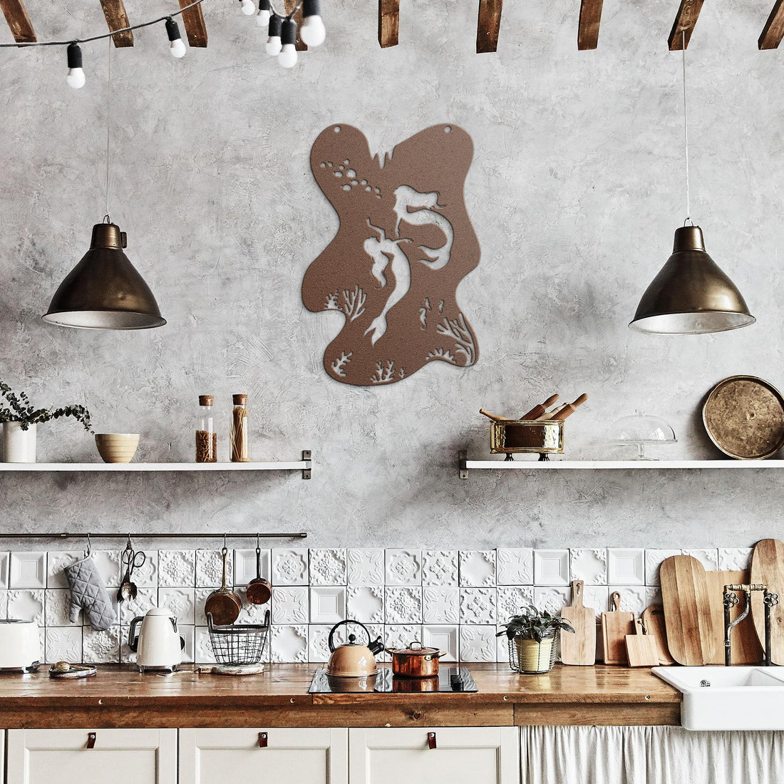 Mermaid_Dreams_Metal_Wall_Art_Copper_Rustic_Kitchen_Mockup